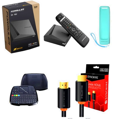 Formuler Z11 Pro Max 4K Android 11 Dual Band 5G Gigabit LAN 4GB RAM 32GB Storage with Premium IR1 Remote Control | Bonus 4K HDMI Cable, Dreamlink 7 Color Keyboard, Silicone Remote Case