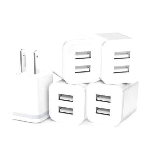 LUOATIP USB Wall Charger, 5-Pack 2.1A/5V Dual Port USB Cube Power Adapter Charger Plug Charging Block Replacement for iPhone Xs/XR/X, 8/7/6 Plus, Samsung, HTC, LG, Moto, Android Phones