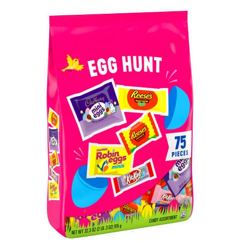 HERSHEY's Assorted Flavored, Easter Basket Easter Candy Variety Bag, 32.3 oz (75 Pieces)
