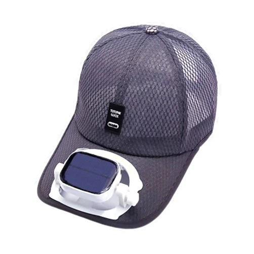 Byrotson Mens Baseball Cap with Solar Fan, Summer UV Protection Wide Brim Sun Hat Mesh Beach Hats, Solar Powered/USB Charging