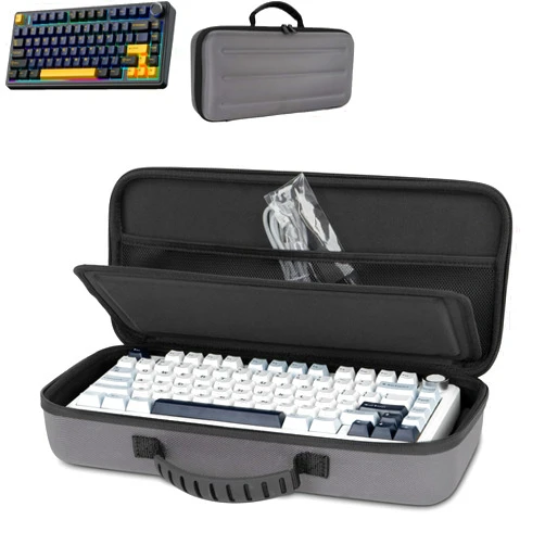 Growalleter 75% Keyboard Case, Hard Shell Travel Carrying Bag for Aula F75 Gasket Mechanical Keyboard, Compatible with ASUS ROG 75% Wireless Hot Swappable Gaming Keyboard