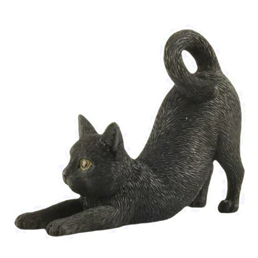 JFSM INC. Mini Black Cat Stretching Hand Painted Figurine - Holiday Stocking Stuffer - Gifts for Cat Lovers - Home Decor for Cat Lovers