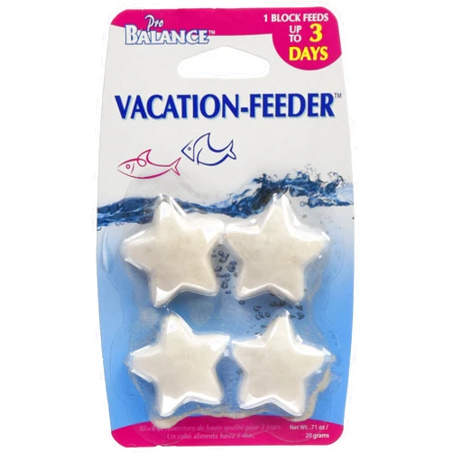 Penn-Plax Pro Balance Vacation Fish Feeder – Slow Release Food That’s Great for Weekend Vacays: 1 Block Feeds up to 3 Days – 4 Starfish Shape Blocks (1 Package) (PBV3)
