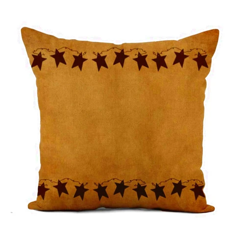 Awowee Linen Throw Pillow Cover Brown Primitive Rusty Stars Country Bath Rustic Vintage Tin 18x18 Inch Home Outdoor Decor Pillowcase Square Pillow Case Cushion Cover for Sofa Bed