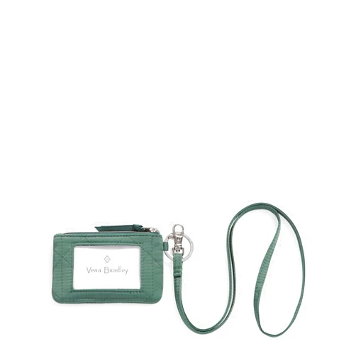 Vera Bradley Women's Performance Twill Zip ID Case and Lanyard Combo, Olive Leaf, One Size