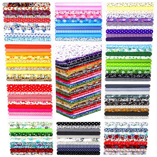 Tudomro 100 Pcs 10 x 10 Inches Cotton Fabric Square No Repeat Patchwork Fabrics Cotton Printed Craft Fabric Patchwork Bundles Quilting Fabric Craft for DIY Sewing Cloths Handmade Accessories (Floral)