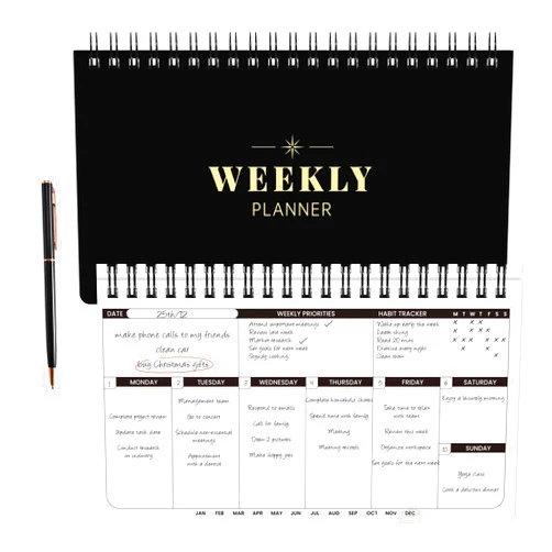 Lemome Weekly Planner - Undated Planner for Whole Year, Weekly To Do List, Planner Daily Weekly and Monthly, Goals Scheduled Planner with Habit Tracker, 55 Weeks, 6.3''x11.2''