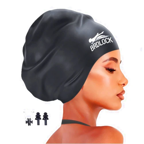 BRDLOCK Extra Large Swim Cap for Braids and Dreadlocks Swimming Cap for Women Long Hair Braids Dreads Locs Thick Curly Hair Waterproof Silicone Swim Caps Keep Your Hair Dry