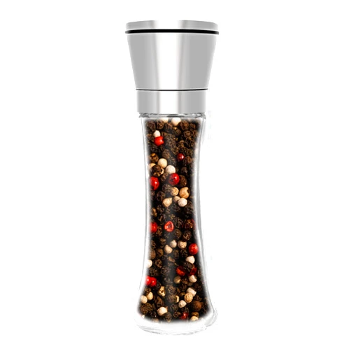 ACMEMAKE Pepper Grinder, Spice Mill with Ceramic Blades, Salt Grinder Refillable, Stainless Steel Dust Cover, Pepper Mill for Kitchen or Outdoor Picnic (200ML)