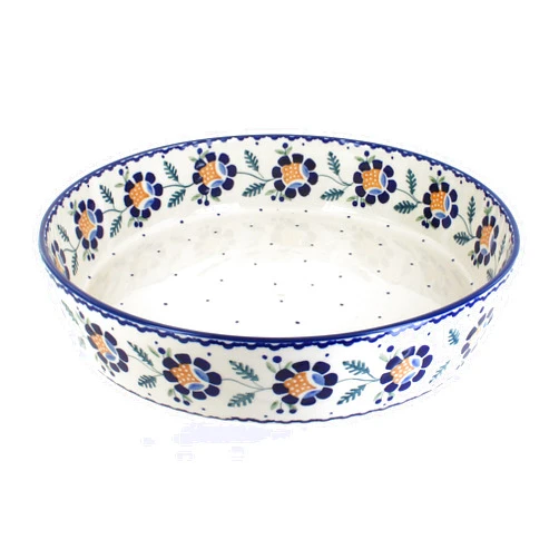 Blue Rose Pottery Blue Rose Polish Pottery Sunflower Large Round Baker