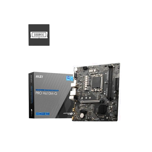 MSI PRO H610M-G ProSeries Motherboard (Support 14th/13th/12th Gen Intel Processors, LGA 1700, DDR5, PCIe 4, 1Gbps LAN, M.2, SATA 6G, USB 3.2 Gen1, mATX)