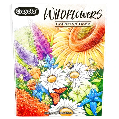 Crayola Wildflower Coloring Book (40 Pages), Premium Adult Coloring Pages, for Stress Relief and Relaxation, Gift for Adults