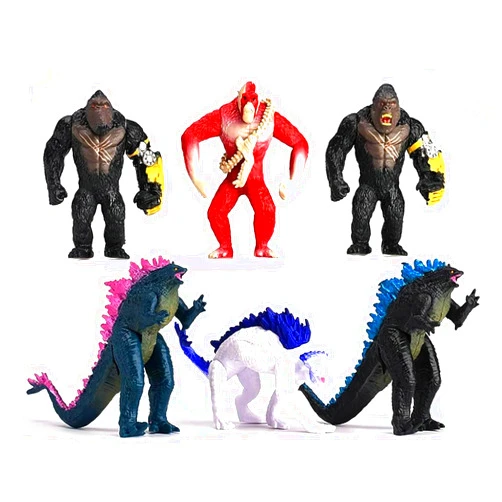 MUKSSE Set of 6 pcs Dragon vs Kong Toys, King of The Monsters, Dinosaur Dragon Toys Action Figures, Battle Roar B.E.A.S.T. Glove Shimo Frost Bite Mecha King Ghidorah Cake Toppers