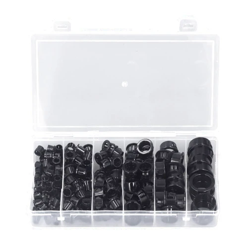 FTVOGUE Snap in Cable Grommet Protector, 160 Pcs Cable Snap Bushing Grommets Black Snap in Cable Grommet Protector 6 Size Bushing Assortment Kit, Grommet Kits