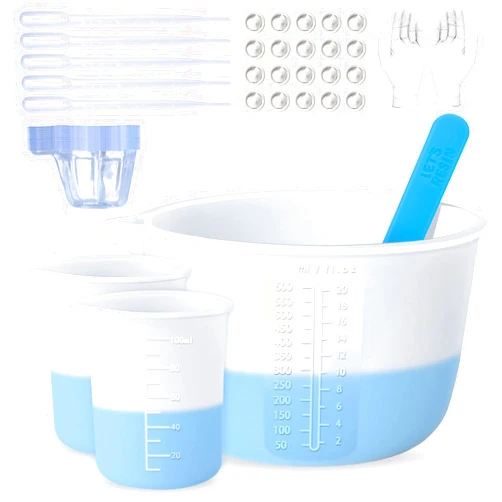 LET'S RESIN Silicone Measuring Cups,Resin Supplies with 600ml/20oz&100ml Thickening&Polishing Resin Mixing Cups,Easy to Clean,Silicone Stir Sticks,Silicone Cups for Epoxy Resin Mixing