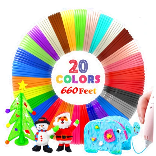 Aozzy 20 Colors 660 Feet 3D Pen Filament, Each Color is 33 feet, 1.75mm PLA 3D Pen Refills for 3D Printing Pen, Compatible with MYNT3D SCRIB3D 3D Printing Pen, Not Support for 3Doodler Pen
