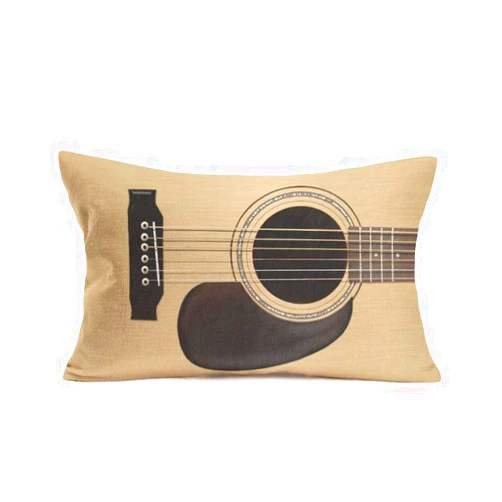 YANGYULU Retro Music Guitar Throw Pillow Cushion Cover Vintage Bass Music Musical Strings Instruments Decorative Pillow Cover Cotton Linen Rectangle Home Sofa Decor Pillowcase 12x20Inch (MB-Guitar)