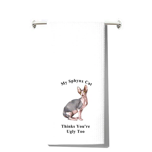 G2TUP Sphynx Cat Kitchen Towels Sphynxs Cats Lover Gifts Sphynx Cat Mom Towels Hairless Cat Gifts Canadian Sphynx Towels (Sphynx Cat)