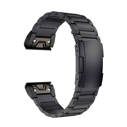 LDFAS Fenix 7X/6X/5X Plus Band, 26mm Titanium Metal Quick Release Easy Fit Watch Strap with Double Button Clasp Compatible for Garmin Fenix 7X Pro/6X Pro/5X Plus/Enduro 2/tactix 7 Bands, Black