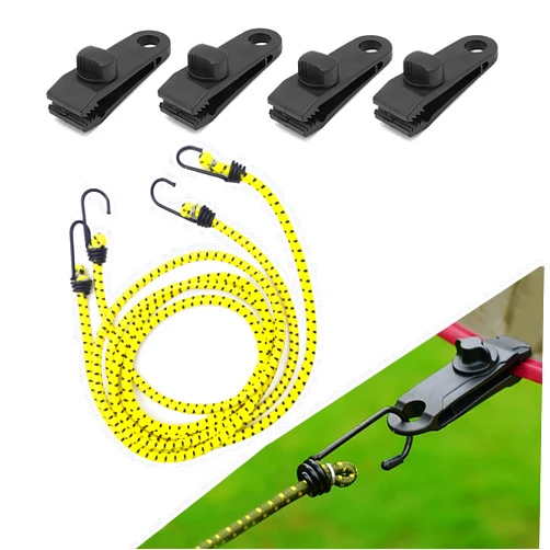 ZBGUN Gust Straps Car Cover Wind Protector 6 PCS,61 in Elastic Cord Protect Car Cover from Blowing Off in High Winds,Wear-Resistant Tensile Strap with Windproof Clip, Universal for Cars (Yellow)