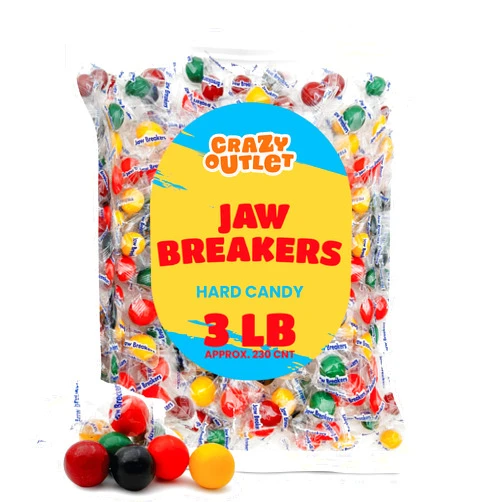 CRAZYOUTLET Jaw Breakers Hard Candy, Individually Wrapped, Bulk Pack 3 Pounds (About 230 Count)