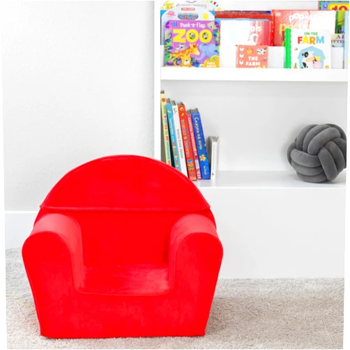 ABABY.COM Red Toddler Foam Chair - Comfy Reading Chair for Kids with Removable Cover- Lightweight Baby Chair