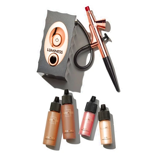 Luminess Air Icon Makeup Airbrush System and 4-Piece Foundation Starter Kit, Deep Coverage - Quick, Easy & Long Lasting Application - Includes Silk 4-In-1 Foundation, Highlighter & Blush
