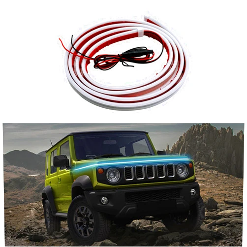 Tecledsn 79 Inch Car Hood Light Strip, Car Exterior Lights, Auto LED Strip Light with Dynamic Scan Start-up Effect, Car Accessories Flexible Daytime Running Light Strip for Vehicles (Ice Blue, 2M)