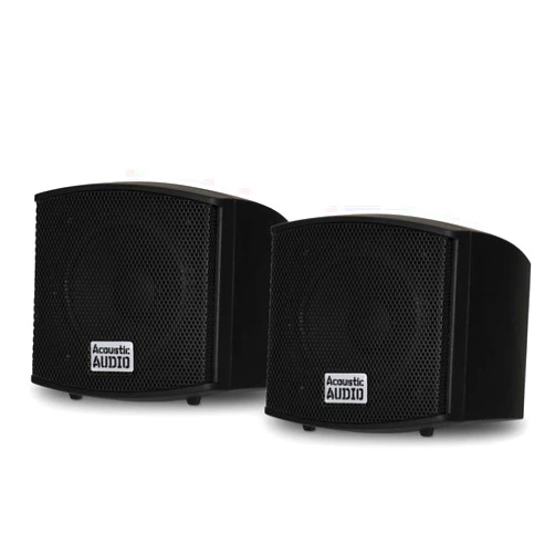 Acoustic Audio by Goldwood Acoustic Audio AA321B Mountable Indoor Speakers 400 Watts Black Bookshelf Pair