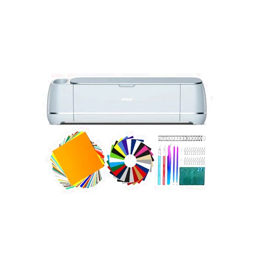 Cricut Maker 3 with Heat Transfer Vinyl Sheets, Permanent Adhesive Backed Vinyl Sheets and Weeding Craft Tool Set Bundle (4 Items)