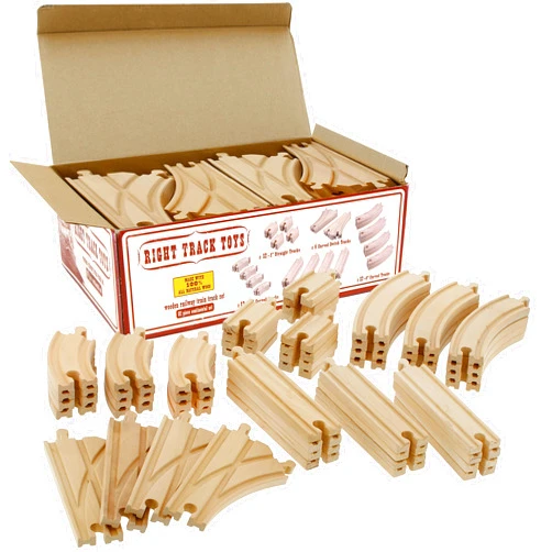Right Track Toys Wooden Train Track 52 Piece Set - 18 Feet Of Track Expansion And 5 Distinct Pieces - 100% Compatible with All Major Brands Including Thomas Wooden Railway System - by Right Track Toys, T