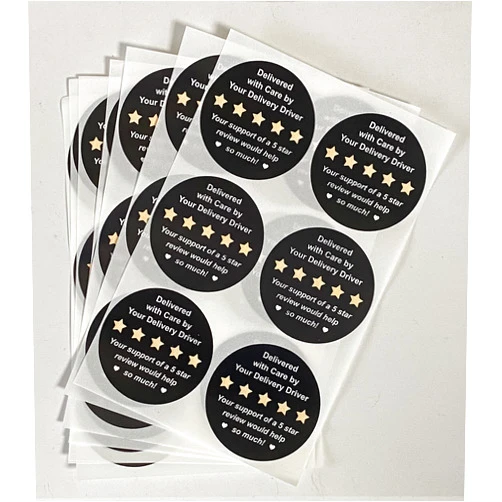 Poskornwel 2 inch 300PCS Black 5 Star Delivery Labels Stickers Waterproof Stickers for Delivery Driver