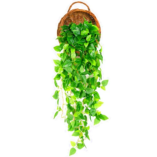 Foraineam Handmade Woven Hanging Basket, Natural Wicker Storage Basket Wall Hanging Flower Pot, Rattan Hanging Planter Container for Home Garden Wedding Wall Decorations