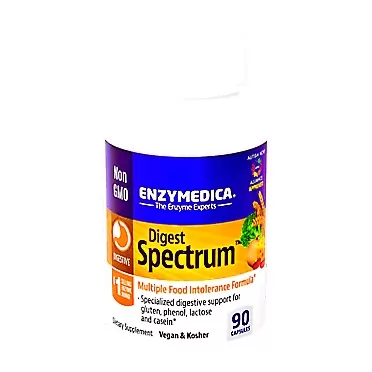 Enzymedica, Digest Spectrum, Dietary Supplement to Support Digestive Relief From Food Intolerances, Vegan, Non-GMO, 90 Capsules (45 Servings)