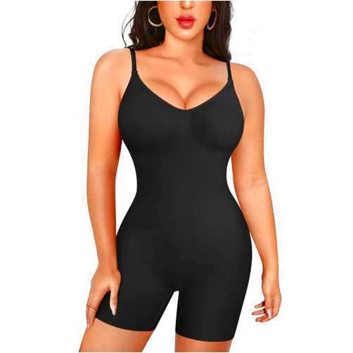 Irisnaya Women Slimming Bodysuits Shapewear Tops Tummy Control Body Shaper Spaghetti Strap Camisole Leotards Bodycon Jumpsuit