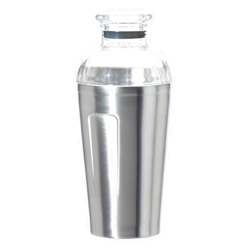 Oggi Groove Insulated Cocktail Shaker-16oz Double Wall Vacuum Insulated Stainless Steel Shaker, Tritan Lid has Built In Strainer, Ideal Cocktail Mixer, Martini Shaker, Margarita Shaker, Stainless