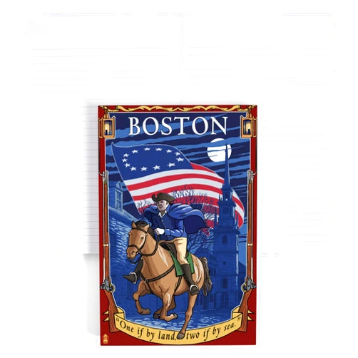 Lantern Press Boston, Massachusetts, Old North Church and Paul Revere (Lined 6x9 Journal, Lay Flat, 193 Pages, FSC Paper)