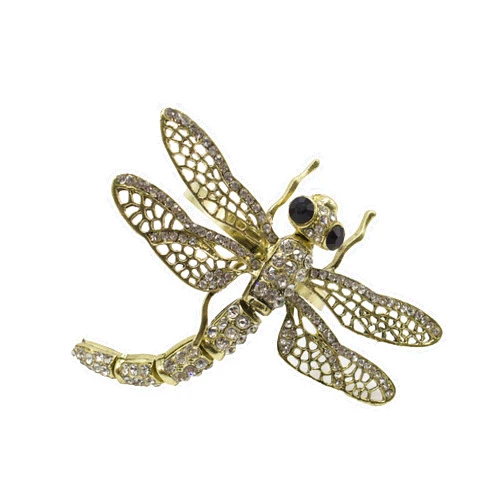 Fennco Styles Luxurious Jeweled Dragonfly Insect Metal Napkin Rings, Set of 4 - Gold Napkin Holders for Home Decor, Dining Table, Banquets, Family Gathering and Special Occasions
