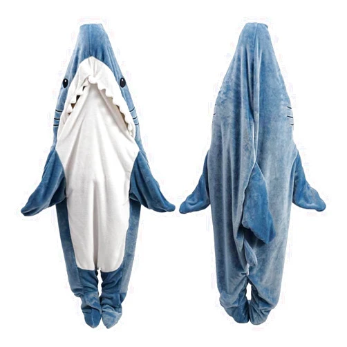 Gudina Shark Blanket Hoodie Onesie, Shark Onesie Adult, Shark Sleeping Bag for Kid (XS)