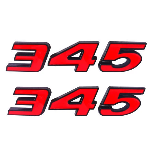 OnlyYou.X Red 345 Emblem Side Fender 345 Badge Compatible with 300C 2 Packs Black Outline Metal