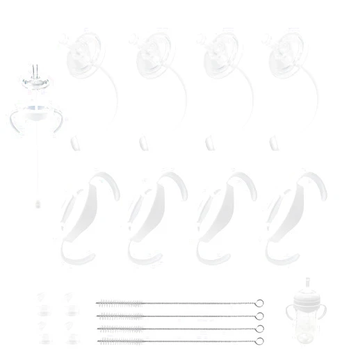 SRWLUXT Straw Cup Conversion Kit for Philips Avent Natural Baby Bottles, Weighted Straw Sippy Cup Transition Kit with Soft Nipple, Bottle Handle, 6+ Months, 4-Pack