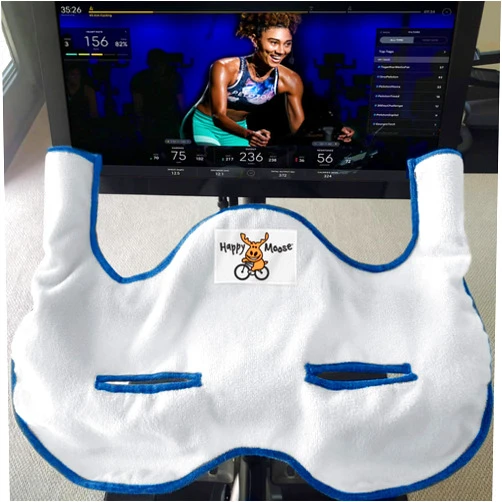 Happy Moose Soft Handlebar Bike Towel for Original Peloton® Bike - Blue trim