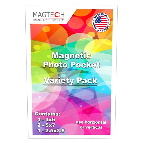 Magtech Magnetic Photo Pocket Picture Frame, Variety Pack, 6 Pack + FREE Wallet Size (57461), 4x6, 5x7, 2.5x2.5, White