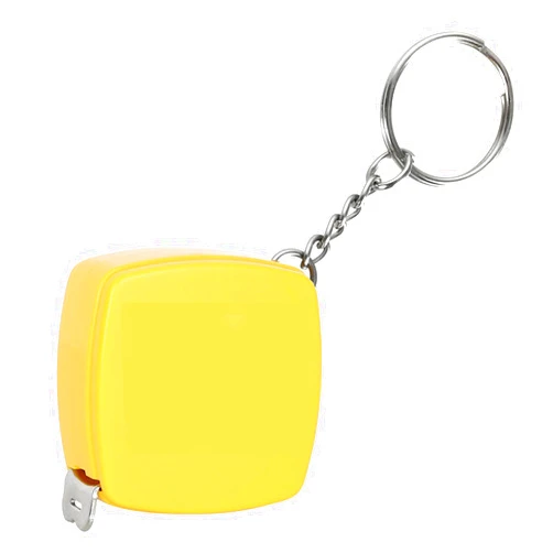 ViaGasaFamido Mini Steel Tape Measure Keychain Key Chain Mini Small Steel Tape Measure, Metric & Inch Double Scale Steel Ruler Stainless Steel Tape Measure Tape Measure Keychains (Yellow)