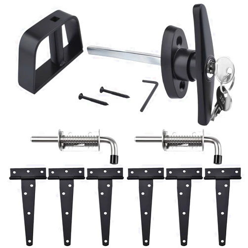 EWONICE Shed Door Hardware Kit- Includes Hinges, Latches, and T-Handle Lock, Door and Window Hinge Set for Shed, Gate, Barn, Playhouse, Chicken Coop and More