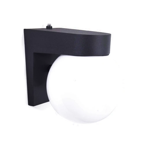 CORAMDEO Commercial Residential Outdoor LED Globe Light, Dusk to Dawn Photocell, Wet Location, Built in LED Color Select Switch for 3K / 4K / 5K, 850 Lumens, Black Cast Aluminum with White Globe