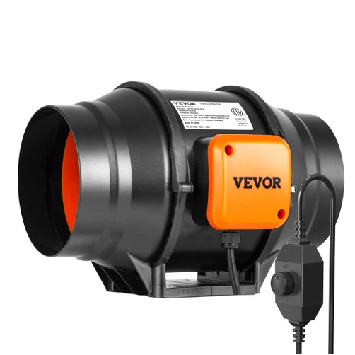 VEVOR Inline Duct Fan, 6-Inch 400 CFM with Variable Speed Controller, Quiet AC-motor Ventilation Exhaust Fan for Cooling Booster, Grow Tents, Hydroponics