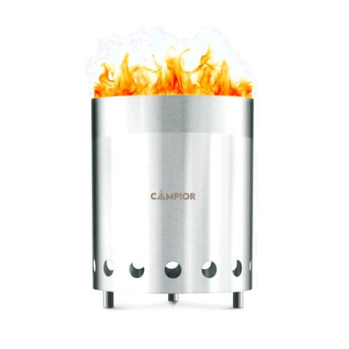 Campior Wood Burning Fire Pit Stove - Smokeless Outdoor Stove for Efficient Wood Fires, Camping, Cooking, and Garden Gatherings, Durable, Stainless Steel with Removable Ash Pan, Stand and Carry Bag