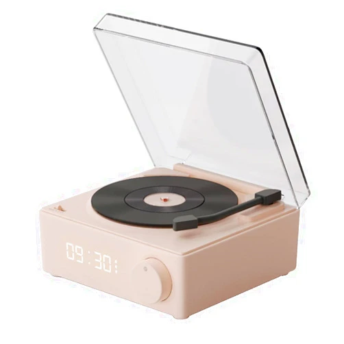 KintiSun Vintage Vinyl Record Player Style Bluetooth Speaker Phonograph Style Retro Bluetooth Speaker Pink Cute Look Gift for Girls Good Bass Enhancement Loud Volume