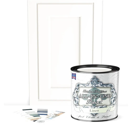 Heirloom Traditions Paint ALL-IN-ONE Paint, Durable cabinet and furniture paint. Built in primer and top coat, no sanding needed. Includes our 30 featured color card - Linen, Quart